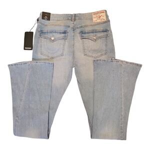 True Religion Joey Light Blue Mid Rise Flare Jeans Streetwear Womens Size 30